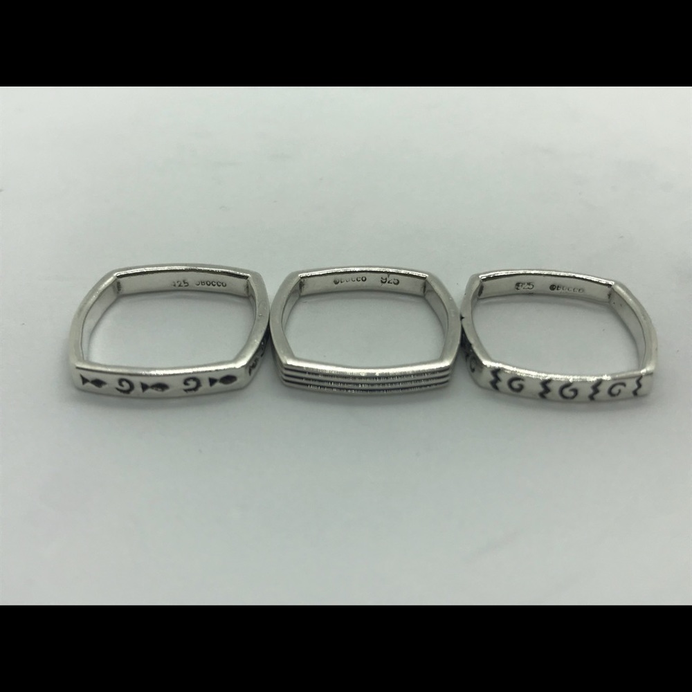 925 Sterling Silver Obocco Trio Stackable Ring - image 2